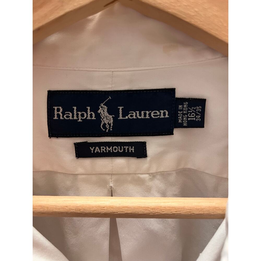 Ralph Lauren Yarmouth White Oxford Button Down Long Sleeve Shirt Pony L 16.5 - Picture 4 of 9